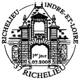 Oblitération 1er jour à Richelieu (37120) le 5 et 6 juillet 2008 BT sous chapiteau place du marché