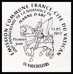 Oblitération 1er jour à Paris au Carré d'Encre, Orléans, Domrémy-la-Pucelle, Vaucouleurs, Nimes le 11 et 12 mai 2012  '