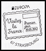 Oblitération 1er jour à Paris au Carré d'Encre et Strasbourgt le dimanche 20 mai 2012