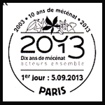 Oblitération 1er jour à Paris au Carré d'Encre et au ministère de la Culture le jeudi 5 septembre 2013