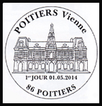 Oblitération 1er jour à Paris au Carré d'Encre et à Poitiers le 1, 2 et 3 mai 2014