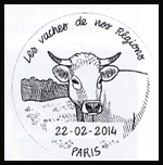 Oblitération 1er jour à Paris au Carré d'Encre et au salon de lagriculture le samedi 22 février 2014