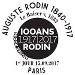 Oblitération 1er jour à Paris au Carré d'Encre, au Musée Rodin à Paris et au Musée des Arts à Calais, le 15 septembre 2017