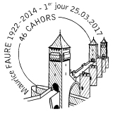 Oblitération 1er jour à Paris au Carré d'Encre et à Cahors le 25 mars 2017