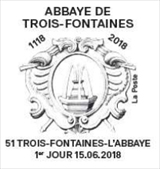 Oblitération 1er jour à Paris au carré d'Encre et à  Trois-Fontaines-L'Abbaye (51) le 15 et 16 juin 2018