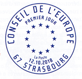 Oblitération 1er jour à Paris au Carré d'Encre le 12 et 13 octobre 2018 et Strasbourg(67) au Conseil de L’Europe le 12 octobre 2018