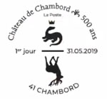 Oblitération 1er jour à Paris au carré d'Encre et château de Chambord (41250) le 31 et 1 juin mai 2019