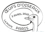 Oblitération 1er jour à  Paris au carré d'Encre le 3 et 4 avril 2020