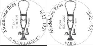 Oblitération 1er jour à  Paris au carré d'Encre 3 bis rue des Mathurins, 75009 PARIS le 15 et 16 janvier 2021 et 5 rue de la République, 30230 BOUILLARGUES