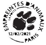 Oblitération 1er jour à  Paris au carré d'Encre 3 bis rue des Mathurins, 75009 Paris. le 12 et 13 février 2021