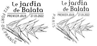 Oblitération 1er jour au carré d'Encre 3 bis rue des Mathurins, 75009 PARIS et Route de Balata, 97200 FORT DE FRANCE le 27 et 28 mai 2022