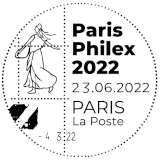 Oblitération 1er jour au carré d'Encre 3 bis rue des Mathurins, 75009 PARIS, Salon PARIS PHILEX 2022 du 23 au 25 juin - Paris Expo Porte de Versailles Paris 15e – Hall 5.1 du 23 au 25 juin 2022