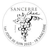 Oblitération 1er jour au carré d'Encre 3 bis rue des Mathurins, 75009 PARIS, et Nouvelle place 18300 SANCERRE du 30 juin au 2 juillet 2022