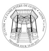 Oblitération 1er jour au carré d'Encre 3 bis rue des Mathurins, 75009 PARIS et Place du Familistère, 02120 GUISE le 16 et 17 septembre 2022