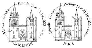 Oblitération 1er jour au carré d'Encre 3 bis rue des Mathurins, 75009 PARIS et Musée du Gévaudan, 3 Rue de l’Epine 48000 MENDE les vendredi 21 et samedi 22 octobre 2022