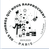 Oblitération 1er jour du 3 au 5 novembre 2023<br>- Au carré d'Encre 3 bis rue des Mathurins PARIS