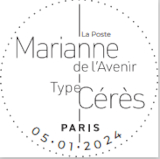 Oblitération 1er jour le 5 et 6 janvier 2024<br>- Au carré d'Encre 3 bis rue des Mathurins PARIS