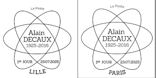 Oblitération 1er jour le 23 juillet 2025<br>- Au carré d'Encre de 10h à 19h, 13 bis rue des Mathurins, 75009 PARIS (Fermé le lundi, Oblitération jusqu’à 17h). <br> - Bureau de Poste de Lille République, de 9h à 12h et de 14h à 18h, 8 place de la République, 59000 LILLE.