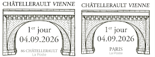 Oblitération 1er jour le 4 et 5 septembre 2026<br>- Au Carré d’Encre, de 10h à 19h, 13 bis rue des Mathurins, 75009 PARIS (Oblitération jusqu’à 17h, fermé le lundi).<br>- Parc du verger, de 9h00 à 18h00, Avenue du Marechal Leclerc 86100 CHÂTELLERAULT.