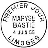 Oblitération 1er jour à Paris et Limoges le 4 juin 1955