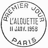 Oblitération 1er jour à Paris le 11 janvier 1958