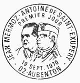 Oblitération 1er jour à Aubenton et Lyon le 19 septembre 1970