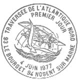 Oblitération 1er jour à Le Bourget et Nogent-sur-Marne le 4 juin 1977