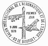Oblitération 1er jour à Le Bourget au Salon aéronautique le 9 juin 1979